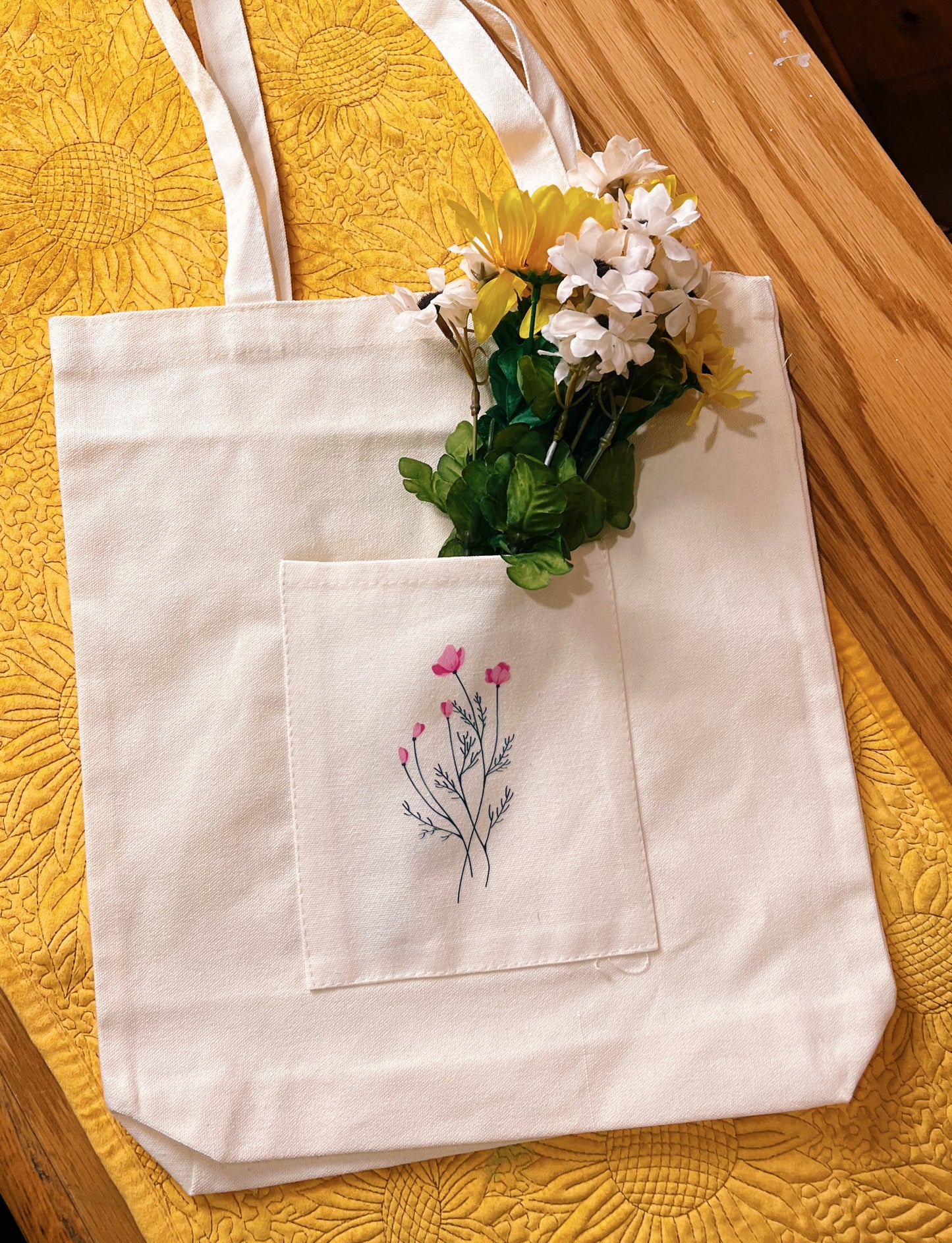 Pink flower tote