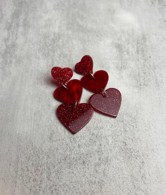Red Heart Drop Earrings