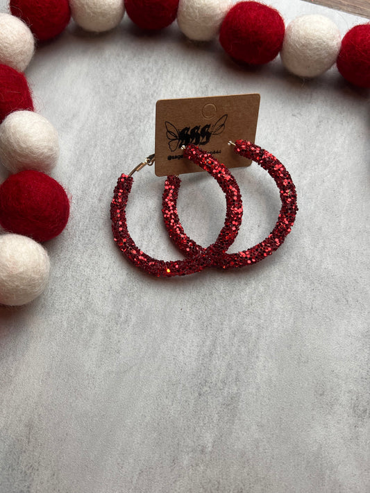 Red Glam Hoops