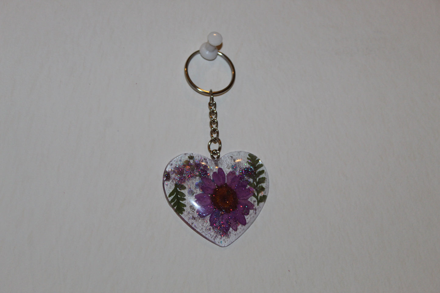 Heart shaped resin keychain