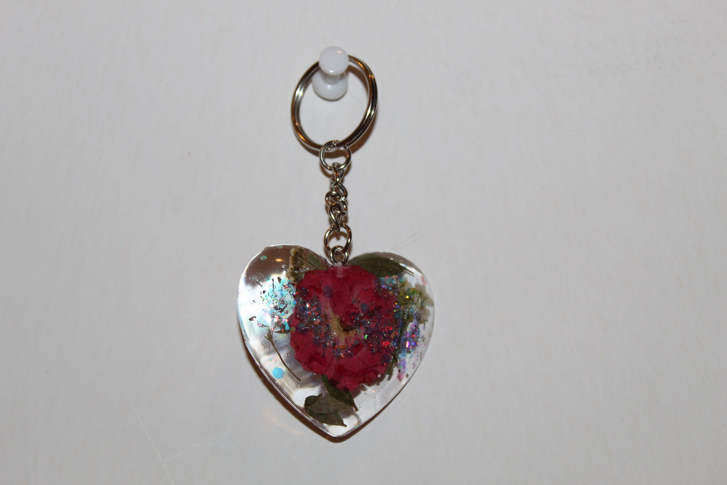 Heart shaped resin keychain